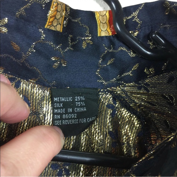 Ceta Italiana Chain Button Versace Vibes Silk Metallic Shirt XL - Picture 5 of 9